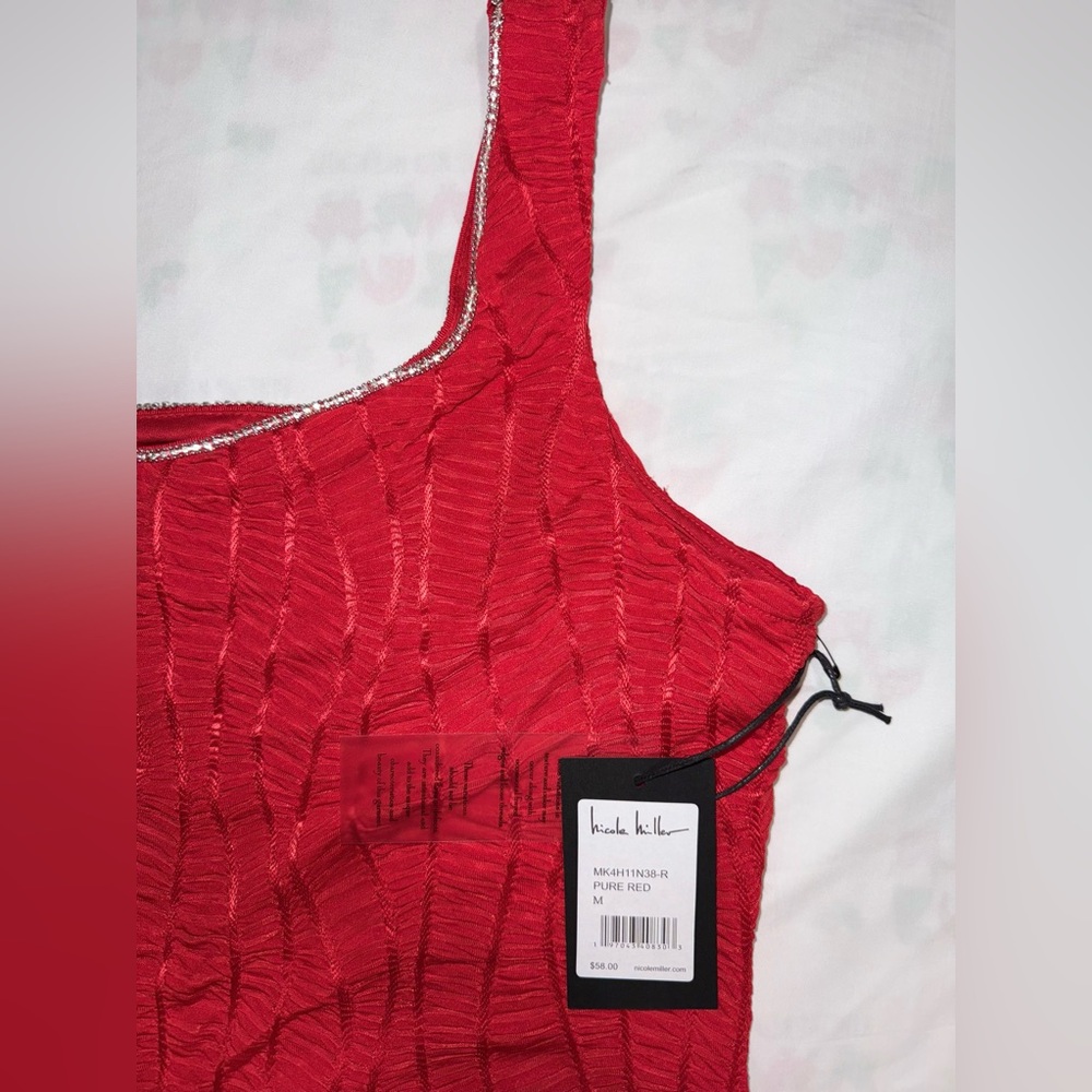 NWT NICOLE MILLER TOP SLEEVELESS RED SIZE M - Picture 7 of 10